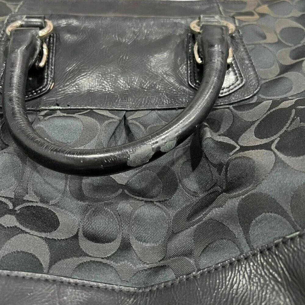 Coach Black Signature Fabric Ashley Handbag